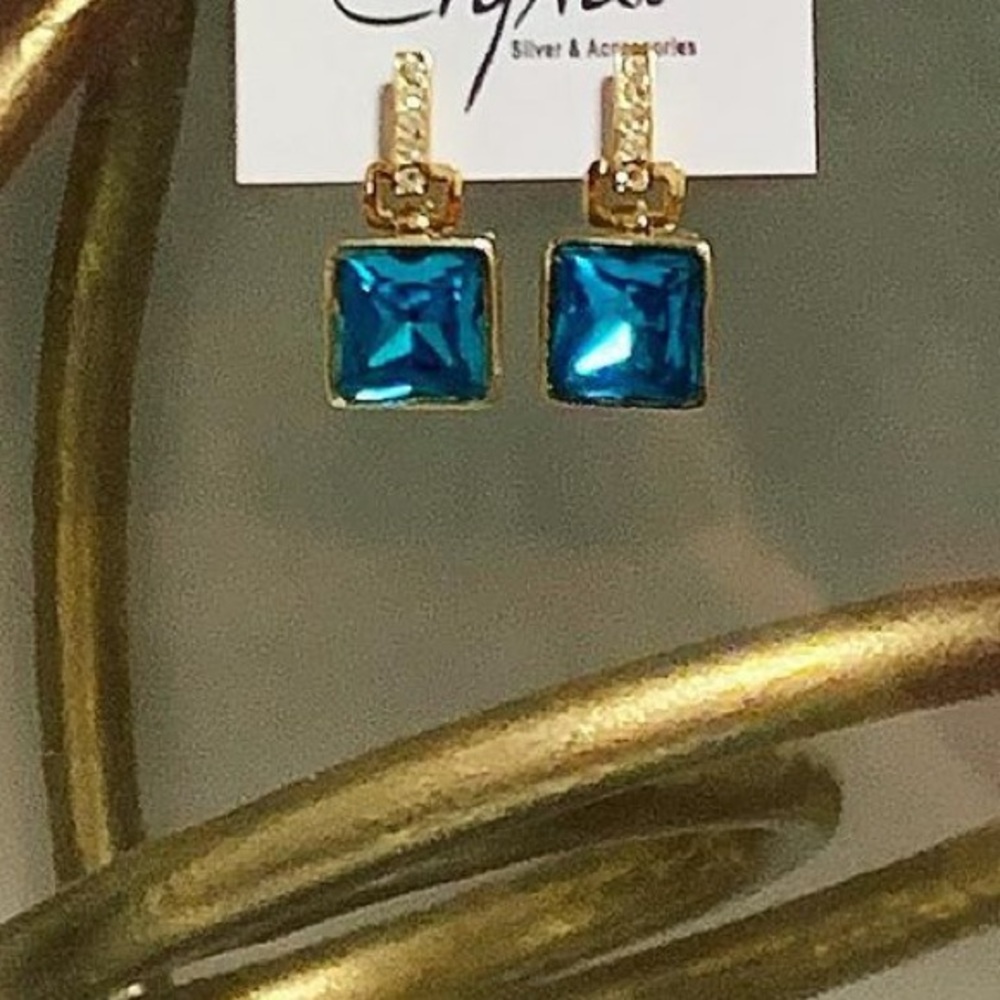 Blue and Gold Earrings